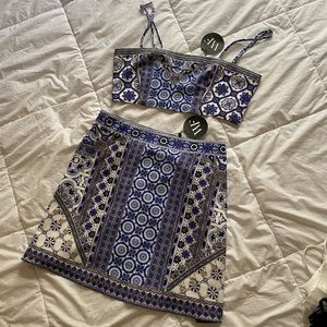 Sexy Blue Little Crop Top and Skirt